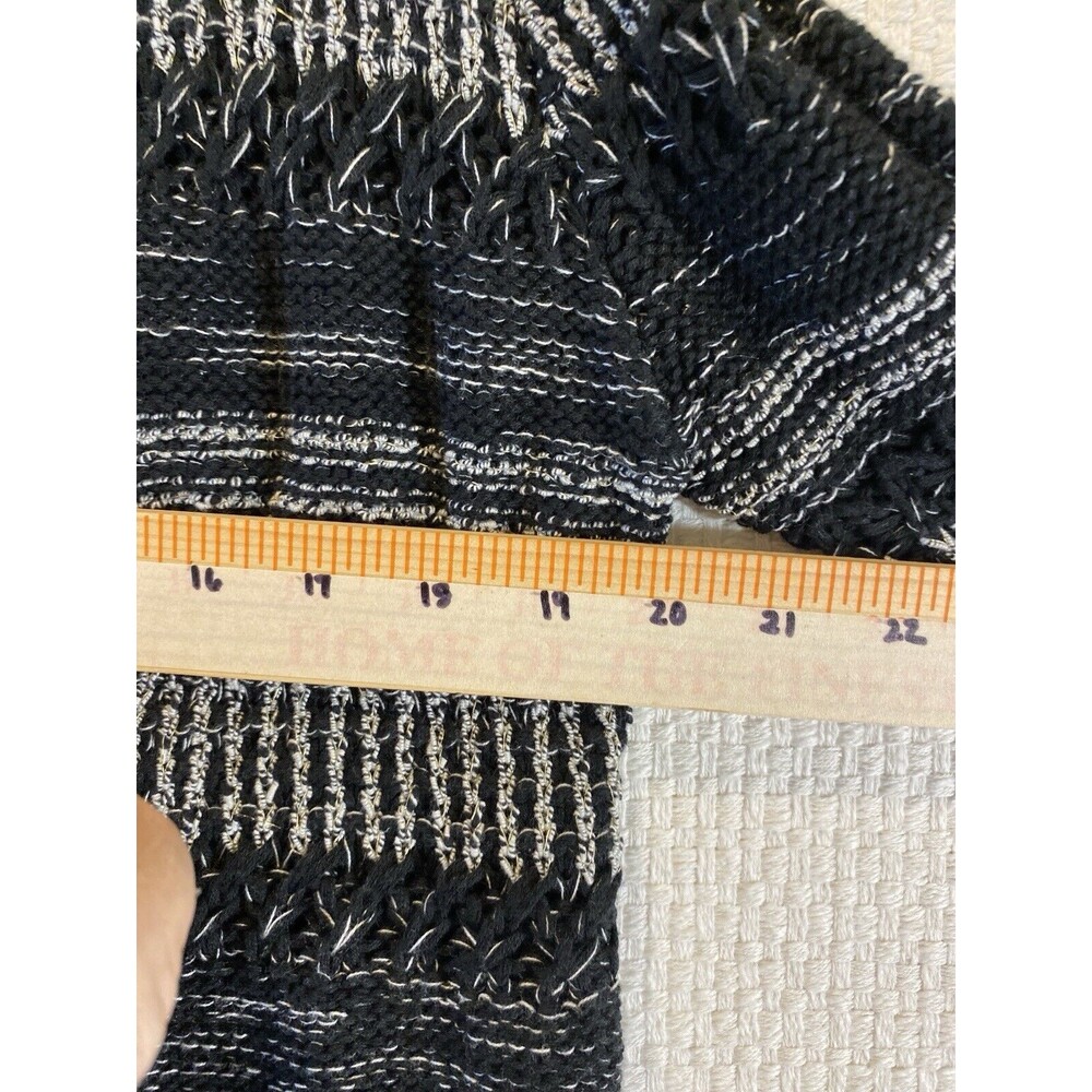 Ruby Rd Black And White Open Sweater Tassel Mediu… - image 8